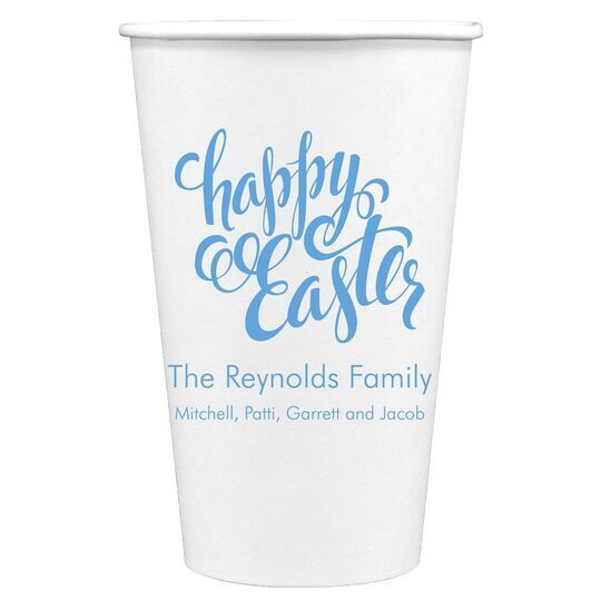 Calligraphy Happy Easter Paper Coffee Cups
